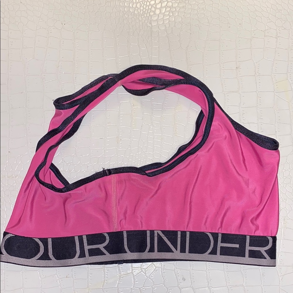 Under Armour Small Pink and Black Sports Bra with Racerback Design - Picture 4 of 6